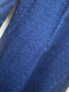 Navy Blue Embroidered Kurti