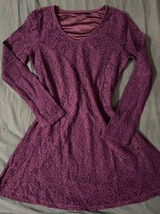 Lace Mini Dress - Deep Purple