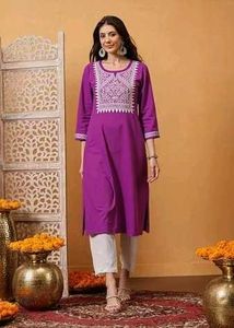 Purple Embroidered Kurti