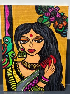 Colorful Indian Woman Portrait Painting