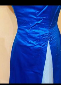 Elegant Blue Satin Maxi Dress