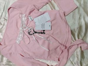 Pink Key Graphic Ribbed Top