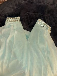 Green Sleeveless Indowestern and Western Top