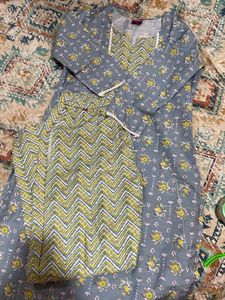 Light Blue Kurta Pajama Set Printed