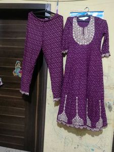 Purple Embroidered Kurta Set