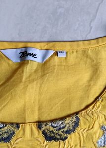 Yellow Embroidered Straight Kurti....