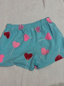 Cute Heart Print Shorts