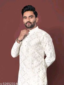 Black &amp; White Geometric Print Kurta