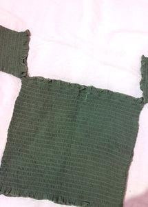 Off Shoulder Olive Green Top