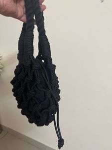 H&amp;M  Black Macrame Bucket Bag