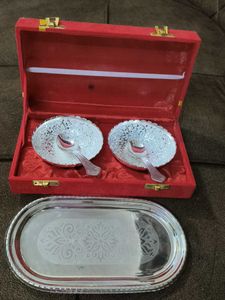 Vintage Silver Plated Bowl &amp; Tray Set