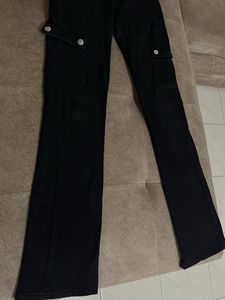 Black Cargo Flared Jeans