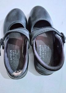 Girls Black And White School Shoes . 2 Pairs