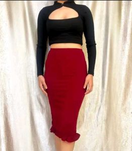 Maroon Midi Skirt
