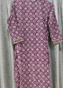 Maroon Printed Kurta Set with duppata