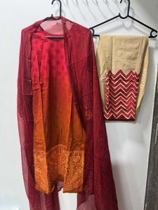 Gradient Red & Orange Kurta Set