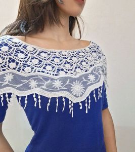 Blue Top with Lace Detail