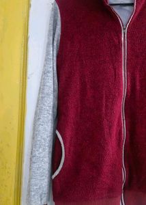 Burgundy &amp; Grey Zip-Up Hoodie
