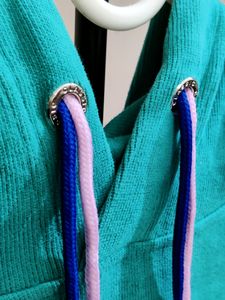 imported ESSEME women&#39;s teal hooded sweatshirt