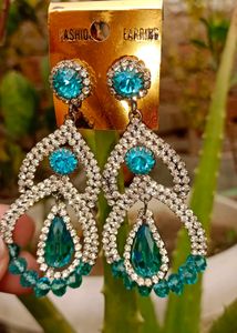Sparkling Teal Drop Earrings