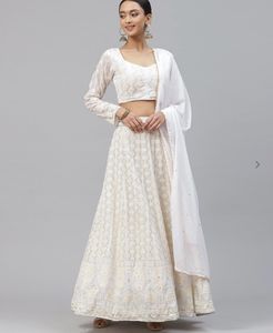 White Embroidered Lehenga Set
