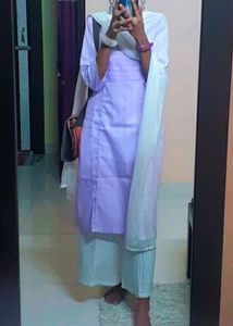 Straight Lavendar Kurti With Silver Borders