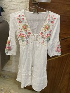 Boho Embroidered Mini Dress