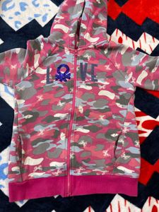 Girls Printed Front Open Sweatshirt