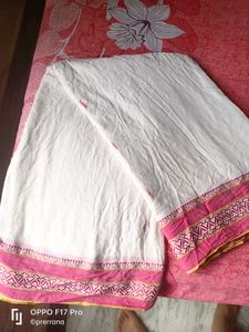Red Border White Saree