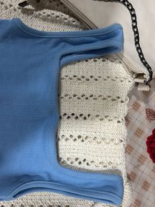 Blue Ribbed Tank Top