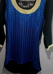 Embroidery Top With 1/2 Netted Back