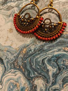 Red &amp; Bronze Boho Earrings