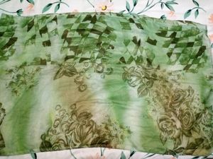 Green Printed Light Weight Long Scarf