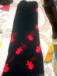 Elegant Black Embroidered Saree