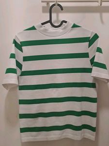 Striped Green And White Tshirt