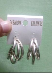 Marron Top And Silver Half Hoop Earrings
