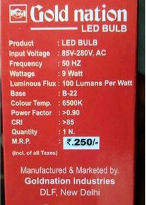 Led Bulb Pack Of 10 And 9watt