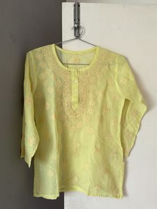 Yellow Embroidered Tunic Top
