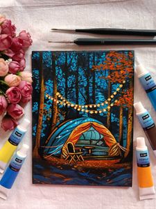 Camping Night Artwork Painting
