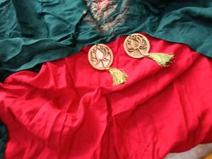 Elegant Green &amp; Red Ethnic Gown