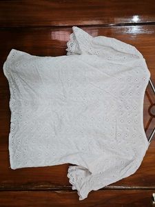 White Eyelet Puff Sleeve Top