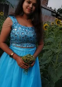 Sky Blue Designer Lehenga Choli
