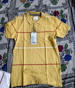 ITH White &amp;YellowStriped Polo Shirt - New with Tag