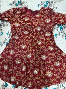 Maroon Printed Kurta
