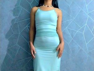 Sheer Green Ruched Dress