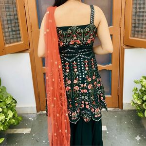 Elegant Embroidered Kurta sharara Set