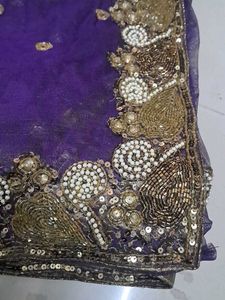 Elegant Purple Net saree