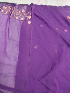 Purple Embroidered Saree