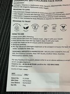 WildGlow Overnight Bio-Collagen Face Mask