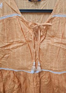 Orange Woven A Line Bohemian Dress